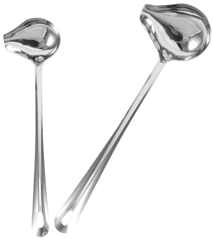 CANIGHT Cucharas para Salsas Acero Inoxidable 2 Piezas (grande y Pequeño) Cuchara de Pato para Rociar Salsa Utensilio Cocina para Restaurantes y Uso Doméstico
