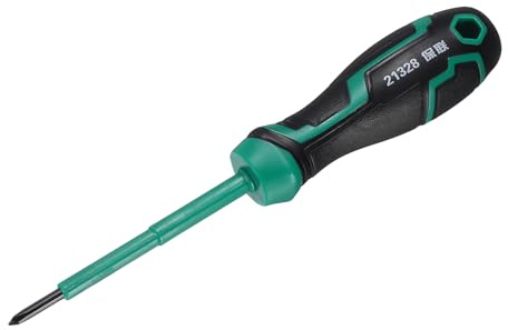 sourcing map Insulated Screwdriver 3x75mm PH0 Phillips Screwdriver Magnetic Tip Cross Electrician CR-V Steel with Buffer Grip Handle for Electrical Home and Industrial Repairs, Black/Green