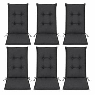 Julido Hochlehner Auflage 120x50x5 cm – Gartenstuhlauflage mit 5 cm Polsterung, UV-beständig, robust & weich, mit Seitenschleifen, für Garten, Terrasse & Balkon, Farbe wählbar (6, Anthrazit)