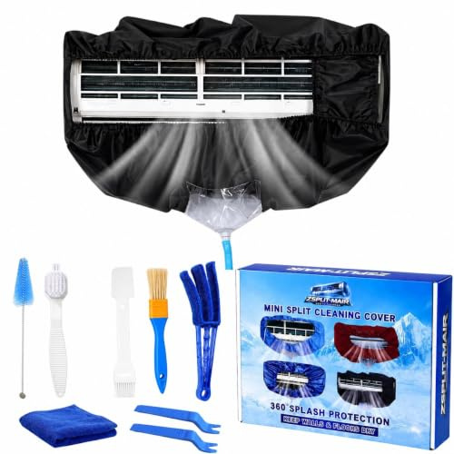 ZSPLIT-MAIR Kit de nettoyage climatisation 360° professionnel pour climatiseur split et mural, housse de nettoyage avec accessoires pour un nettoyage maison facile (Noir, XL)