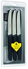 Arcos Séries Nova - Boîte 12 pièces Ensemble de Couteaux de Table - Lame Acier Inoxydable Nitrum 110 mm - Manche Polypropylène Couleur Noir (12 pcs)