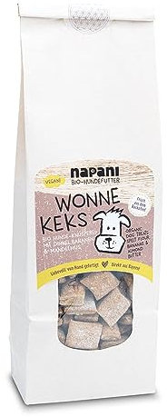 napani Wonne-Keks - vegane Hundeleckerli, Hundekekse aus Bio-Dinkel, Bio-Bananen & Bio-Mandelmus, lecker & ohne künstliche Zusätze, Hand gefertigt, hauseigene Rezeptur aus Bayern, 1 x 200g