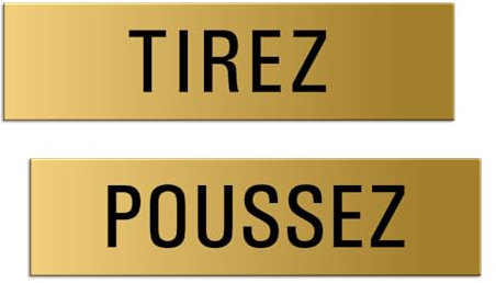 Plaques de Porte - Tirez Poussez | 160x40 mm Set de 2 Aluminium anodisé Aspect Or No.28016-M