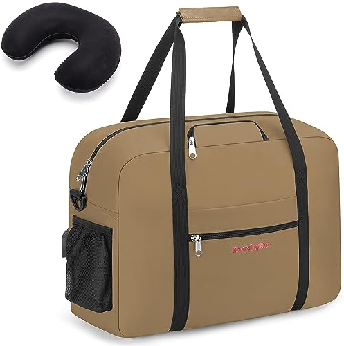For Spirit, American Airline, Frontier 18X14X8 Inches Personal Item Under Seat Duffel Bag With Air Pillow And USB Port (Beige)