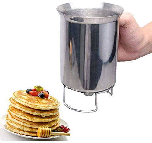 Edelstahl-Pfannkuchenteig-Spender – 900 ml professioneller Teigtrichter zum Backen von Kuchen, Cupcakes, Crêpes, Waffeln, Pfannkuchen