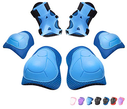 Kids/Youth Knee Pads Elbow Pads Wrist Guards 3 in 1 Protective Gear Set for Child Roller Skates, Cycling, Inline Skating, Scooter Skateboard, BMX Bike, Riding, and Multiple Outdoor Sports