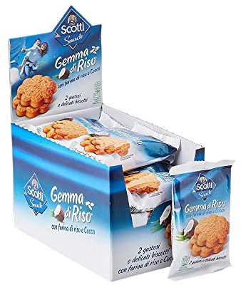 Riso Scotti Snack - Biscotti Gemma di Riso al Cocco - 15 Pezzi