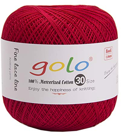 golo Häkelgarn 30 Garn zum Häkeln für handgestricktes Häkelgarn Gewinde häkeln (Hellrot-2)