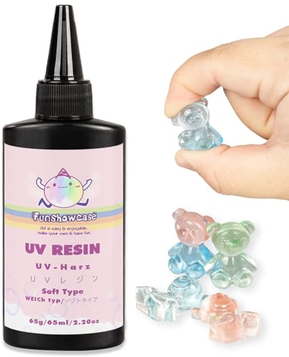 Funshowcase UV Harz weich Kleber für Silikonform Schmuck Handyhülle transparent schnellhärtend 65 ml