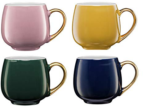 Waterside - Set of 4 Gold Handled Mugs