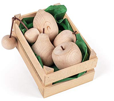 Erzi 28232 Sortiment Obst Natur, klein aus Holz, Kaufladenspielzeug | für Kinder, Kaufmannsladen, Rollenspiele, Kreative Spielwelten gestalten