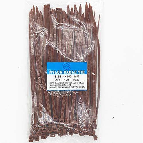 SYD CHEN Bridas marrones de 6 pulgadas (100 piezas), resistencia de 40 libras, bridas de alambre de nailon