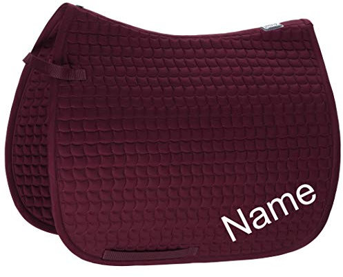 Eskadron BlackBerry Cotton Dressur-Schabracke mit individuellem Namen Bestickt, Schriftart:Heidelberg, Garnfarbe Maderia:Dark Mauve 1919