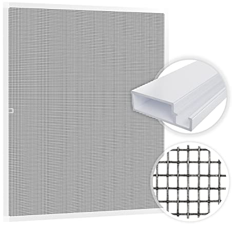 SAMUFLY Mosquitera con Marco de Aluminio Blanco, 80 x 100 cm, para Ventana, protección contra Insectos, Mosquitos