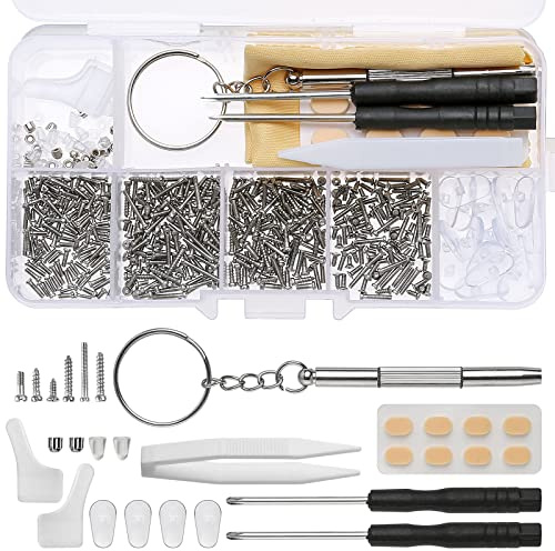 500pcs Glasses Repair Kit with Screws and Screwdriver, Eyeglass Repair Kit | With Nose Pads Spectacle Screws Glasses Fixing Screwdriver Set Sunglasses Repair Tightening Tool kit
