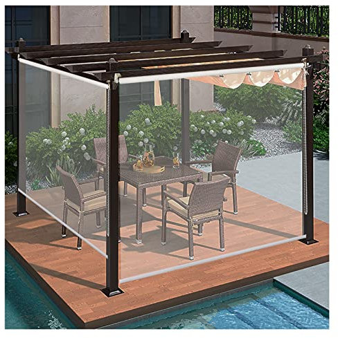 AFGZQ Cortinas Enrollables de Vinilo Impermeable Cortinas Enrollables de Plástico Transparente Cortinas Enrollables de Exterior para Patios, Terrazas, Balcones y Pérgolas