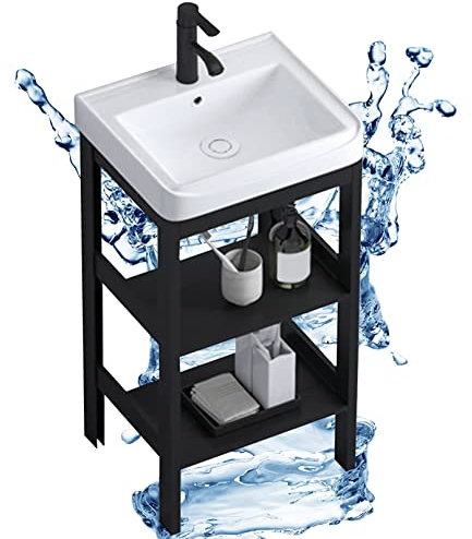 Waschbecken Waschtisch aus Keramik Handwaschbecken Spülbecken Küchenspüle Waschschale Freistehend Waschplatz Keramikwaschbecken Becken Kitchen Sink Waschtischunterschrank Spültisch Standwaschbecken