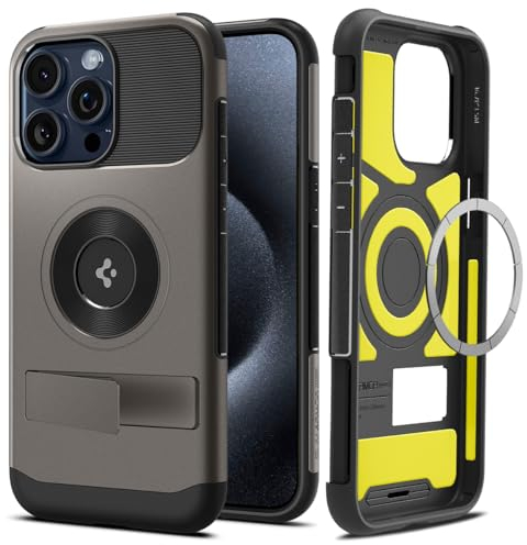 Spigen iPhone 15 Pro Hülle Slim Armor mit MagFit mit MagSafe Gunmetal - ACS06476