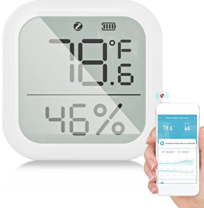 Kavolet ZigBee Smart Thermometer Hygrometer, Innentemperatur- und Luftfeuchtigkeitssensor, Thermo-Hygrometer, App-Steuerung, LCD-Display, Home Remote Monitor, Data Log Review, DIY Intelligent Linkage