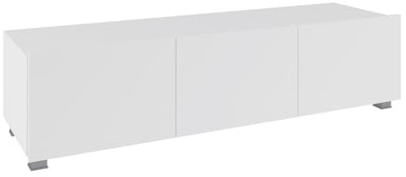Lomadox Wohnzimmer TV Lowboard mit 3 Türen, stehend oder hängend, in weiß Hochglanz, B/H/T ca. 150/37/43 cm