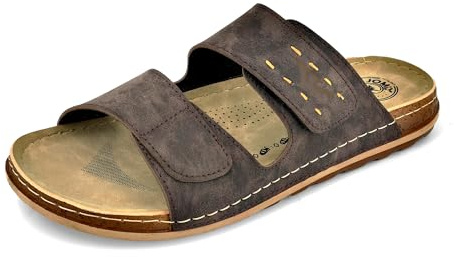 JOMIX Ciabatte Uomo Estivi Sandali Eleganti Bassi Ragazzi Pantofole Slip On da Mare Spiaggia TU2003 (Marrone, 44)