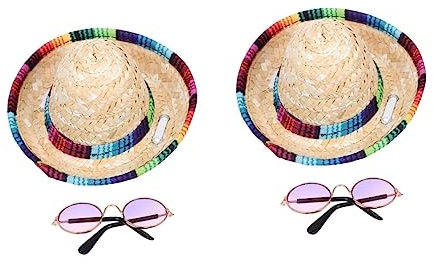 Angoily 2 Sets Elegante Haustier Ornament Hund Kostüm Party Katze Brille Katze Hüte Für Katzen Nur