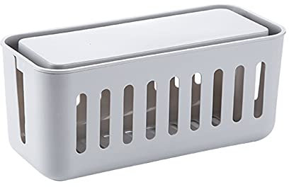 WAOCEO Kabelmanagement Home Kabel Netzstecker Aufbewahrungsbox Desktop Kabelmanagement Boxen Organizer Einfache Schnur Organizer Box mit dreiseitigem Hohl, weiß/grau Kabelbox (Color : Grigio)