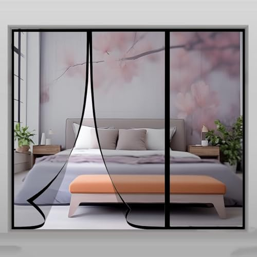 Fliegengitter Tür Magnet 90x200cm Insektenschutz Fliegenvorhang - ohne Bohren - Vorhang für Balkontür Wohnzimmer Schiebetür Terrassentür Schwarz