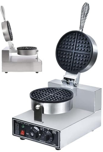MIAOMI Gaufrier Rond Belge, gaufrier Commercial, gaufrier antiadhésif, Plaque de Cuisson revêtue de téflon, Corps en Acier Inoxydable, pour hôtel, Restaurant, Boulangerie