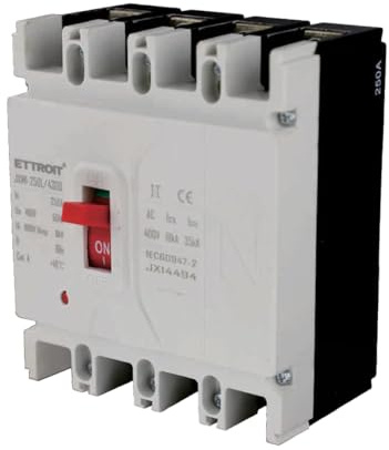 A2ZWORLD Interruttore Scatolato Magnetotermico, MCCB Curva C, 4P AC 400V 250A, Ui 660V Uimp 8Kv, Ics 18kA Icu 35kA, IP40 IEC60947-2
