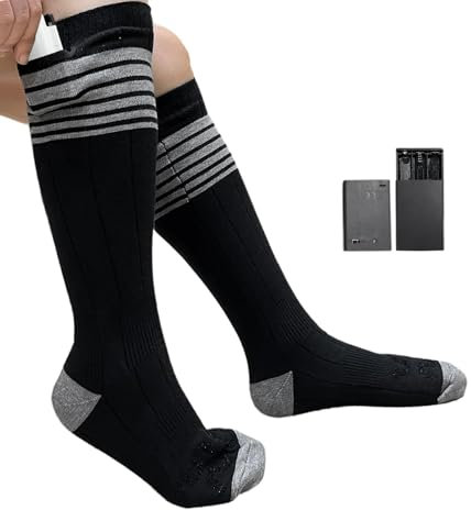 Kioriur Batteriebetriebene Socken, batteriebetriebene Socken, Fußwärmer mit beheizten Socken, waschbare Wintersocken, beheizte Socken mit Batterie
