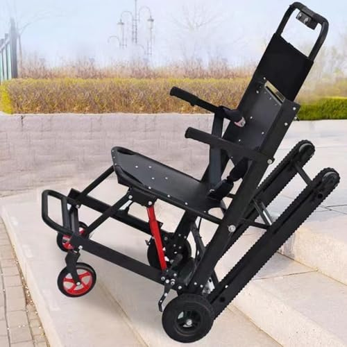 XZLZMYP Schwarz, Raupen Treppensteiger Tragbarer Faltbarer Elektrischer Treppenlift-Rollstuhl Manueller Treppensteig-Rollstuhl Für Ältere Patienten Kann Treppen Hoch Und Runter Gehen