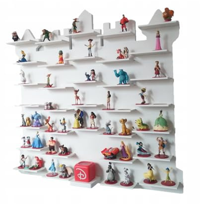 MOLILAND Sammlervitrine Fächer Setzkasten Holz Sammelbox Disney Castle 66 Audio-Figurendisplay, Kinderzimmerregal, Kinderzimmerdekoration, Hängeregal für Zubehör und Spielzeug