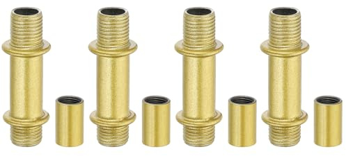 PATIKIL Kit De Droites Pour Lampes, 4 Ensembles M10 En Acier Au Carbone 40mm (1.57) De Longueur Avec Écrous De Raccordement Et Manchon Connecteur Pour Lampes De Table Et Lustres, Ton Or