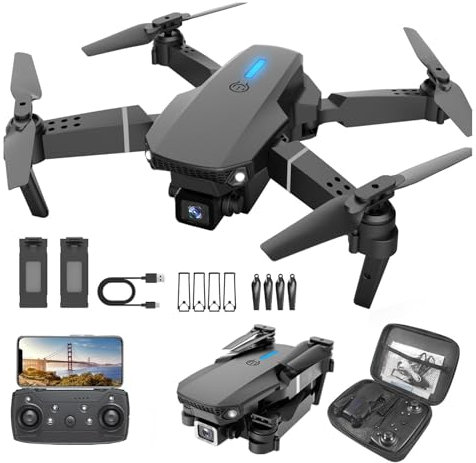 Drohne mit Kamera 4K, Drohne für Kinder mit Kamera, Abflug/Landung mit einer Taste,RC Quadcopter mit 2 Batterien,Schwerkraft Sensor, Headless Mode,Flip mode,Mattschwarz