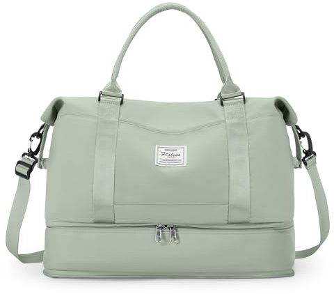 Reisetasche Damen 40x30x20 Ryanair Handgepäck Tasche Sporttasche Weekender Bag Schwimmtasche Wasserdicht Travel Duffle Bag Fitnesstasche Trainingstasche Krankenhaustasche mit Schuhfach,M13-Weißgrün