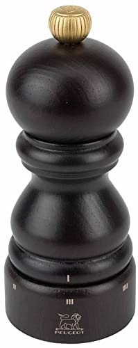 PEUGEOT - Macinasale Paris u'Select 12 cm - 6 gradi di macinatura preimpostati - Innovativa macina Zirlion per sale fine polvere - In legno certificato PEFC - Know-how francese - Colore cioccolato