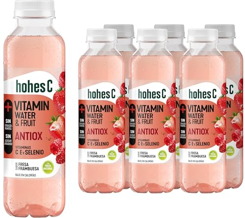hohes C Vitamin Water Antiox - Fresa y Frambuesa - Bebida Refrescante- Pack de 6 (6x0,5L)