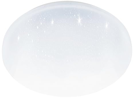 EGLO LED Deckenlampe Pogliola-E, Deckenleuchte mit Kristall-Effekt | Bewegungssensor und Dämmerungssensor, Lampe Decke aus Metall und Kunststoff in Weiß, neutralweiß, Ø 31 cm