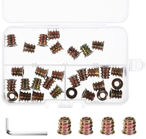 30 dadi di avvitamento M5 con chiave esagonale, manicotto filettato M5 x 10 mm, inserto esagonale zincato, dado di avvitamento in legno, manicotti filettati, manicotti a vite per mobili in legno