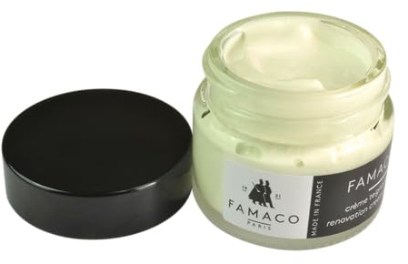 Famaco Leather Repair & Dye Cream 15ml | Self Seal Colourant for Quick Scratch Repairs & Re-Colouring | Suitable for Most Leather Items from Footwear to Upholstery (Off White)