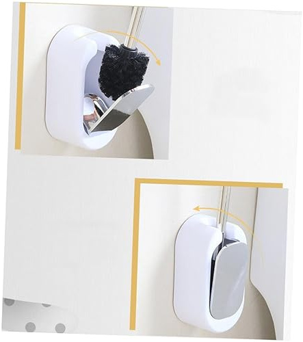 Anneome Juego de Escobilla de Baño de Acero Inoxidable para Pared 1 Unidad Cepillo con Funda Extraíble Cepillo de Inodoro Doméstico Fácil Limpieza para Baño Moderno