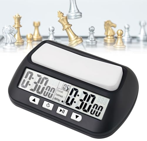 Weciau Reloj de ajedrez profesional, pantalla digital multifunción, temporizador de ajedrez con función de bonificación Count Down & Delay, control de 4 botones, reloj de ajedrez analógico, reloj de
