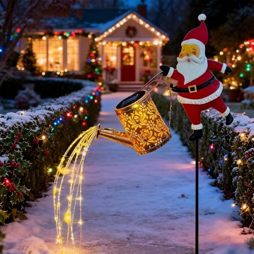 Générique Pere Noel Arrosoir, Arrosoir Lumineux Solaire Jardin, decor Lumineuse Pere Noel Exterieur Solaire, Lampe Vintage Étanche À LED Solaires Pour Pelouse De Jardin À L'extérieur