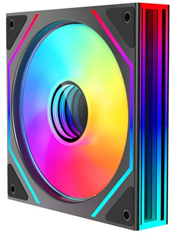 Jungle Leopard Prism4 Ultra 120mm ARGB PC Case Fan - Dual Infinite Mirror, Ultra-Quiet 9-Blade Design, Motherboard Sync & Daisy Chain, RGB Fans for Computer Case and Cooling(Black Reverse)