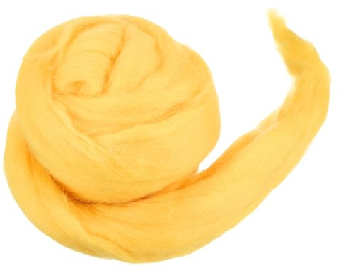 QUARKZMAN Lana Cardata Morbida Per Feltro 50g/1.76oz Pura Lana A Fiocco Per Feltro Ad Ago Maglieria Coperta Filatura Tessitura Arte Artigianato Fai Da Te Giallo Scuro