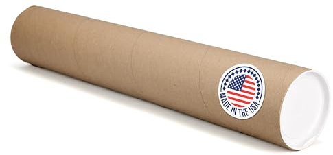 IDL Packaging 4” x 24” Cardboard Mailing Tube, Made in USA - Reinforced Shipping Cylinder for Posters, Blueprints, Documents & Artwork, with Plastic End Caps