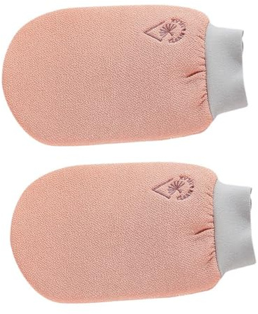 Lurrose 2pcs Red Scrubbing Bath Exfoliating Gloves Double-sided Body Cleaning Mitts for Shower and Spa Use, Sturdy Back Scrubber with Comfortable Foam Lather, Portable Bathing Rubbing