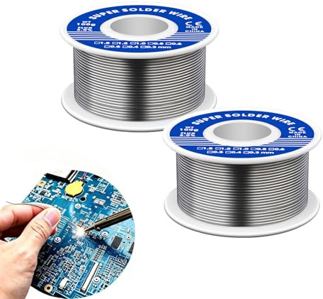 YOUZMY 2 piezas de cable de soldadura 1 mm 100g, hilo de soldadura con fundente, estaño con núcleo de colofonia, punto de fusión bajo Hilo de soldadura para soldadura electrónica, reparación