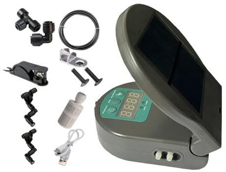 Yunmeryker Solaire pour Reptiles, Arroseur Automatique Intelligent avec Brumisation, Matériau PP, Convient Aux et Plantes de Type Jungle, Gris